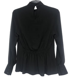 Long Sleeve Splice Fashion Ladies Blouse Black Color Ladies Office Wear Blouses