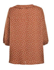 Polka Dot Fashion Ladies Blouse Crossover Frill Neck Blouse Viscose Fabric