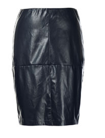 Black Women Fashion Pencil Skirts With Two Fabric Medium Length Office Wear