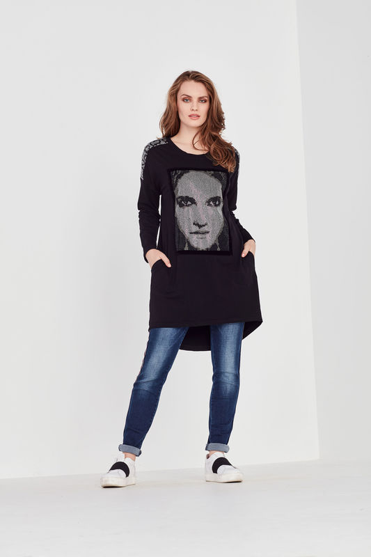 2020 Trendy Custom Womens Dresses With Sequin Print Long Sleeve Breathable