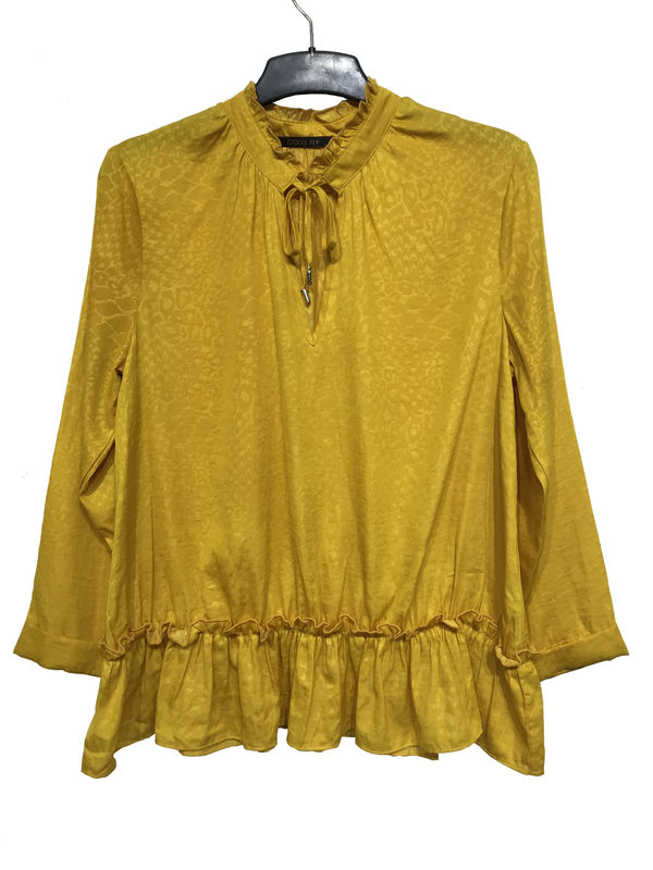 Fashion Style Comfortable Long Sleeve Blouse Yellow Color For Autumn Season