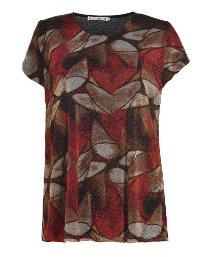 Regular Length Ladies Fashion Tops Front Geometric Pattern T Shirt OEM Available