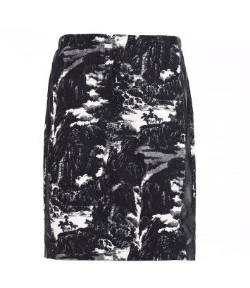 Chinese Ink Paint Printed Womens Fashion Skirts Straight Skirt With Elastic In Waist